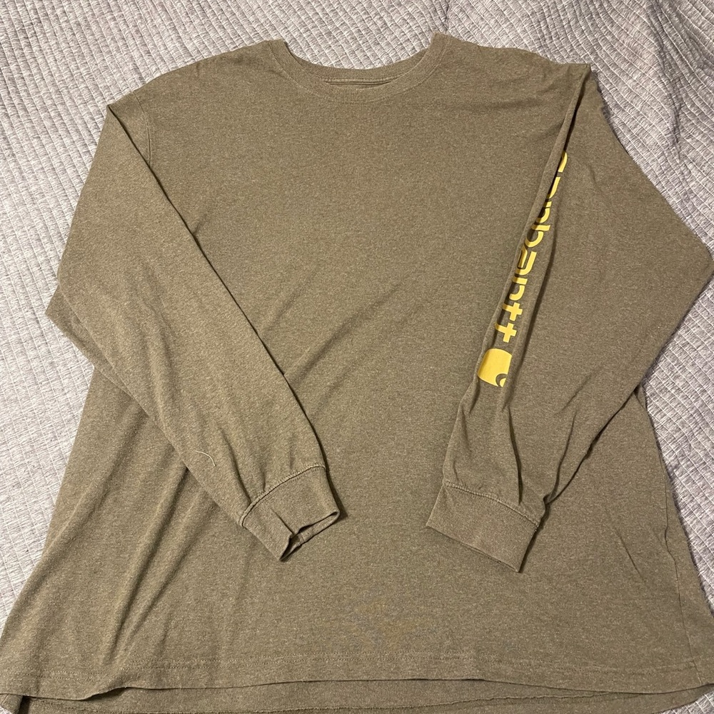 Carhartt Olive Long Sleeve with Yellow Logo